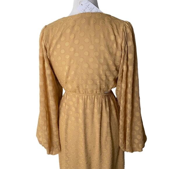 SHOW ME YOUR MUMU Go Out Cut Out Maxi Dress Gold Dot Long Sleeves Boho Medium - Picture 9 of 14